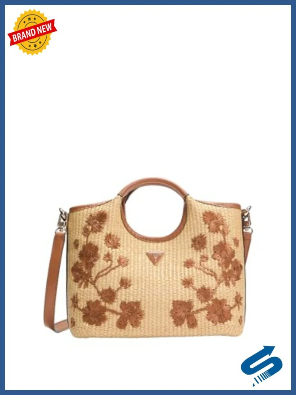 Straw Mini Satchel with Magnetic Closure and Adjustable Crossbody Strap
